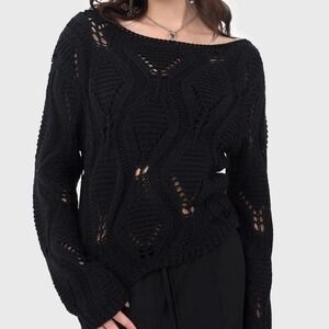 Killstar nebula riot black knit sweater size XL